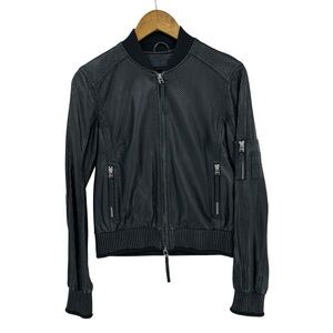 L.A.M.B. Leather Bomber Jacket Canada Full Zip Black